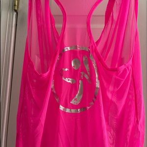 Hot Pink Mesh Zumba Tank Top with Hood